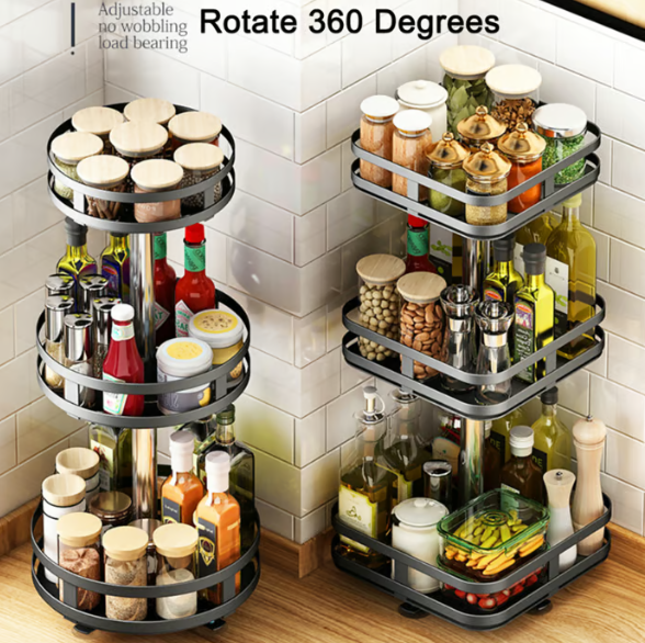 SmartSnurra™ 360° Rotationsförvaringshylla - För ett Organiserat och Stilrent Hem!
